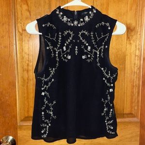 Forever 21 sleeveless black beaded blouse